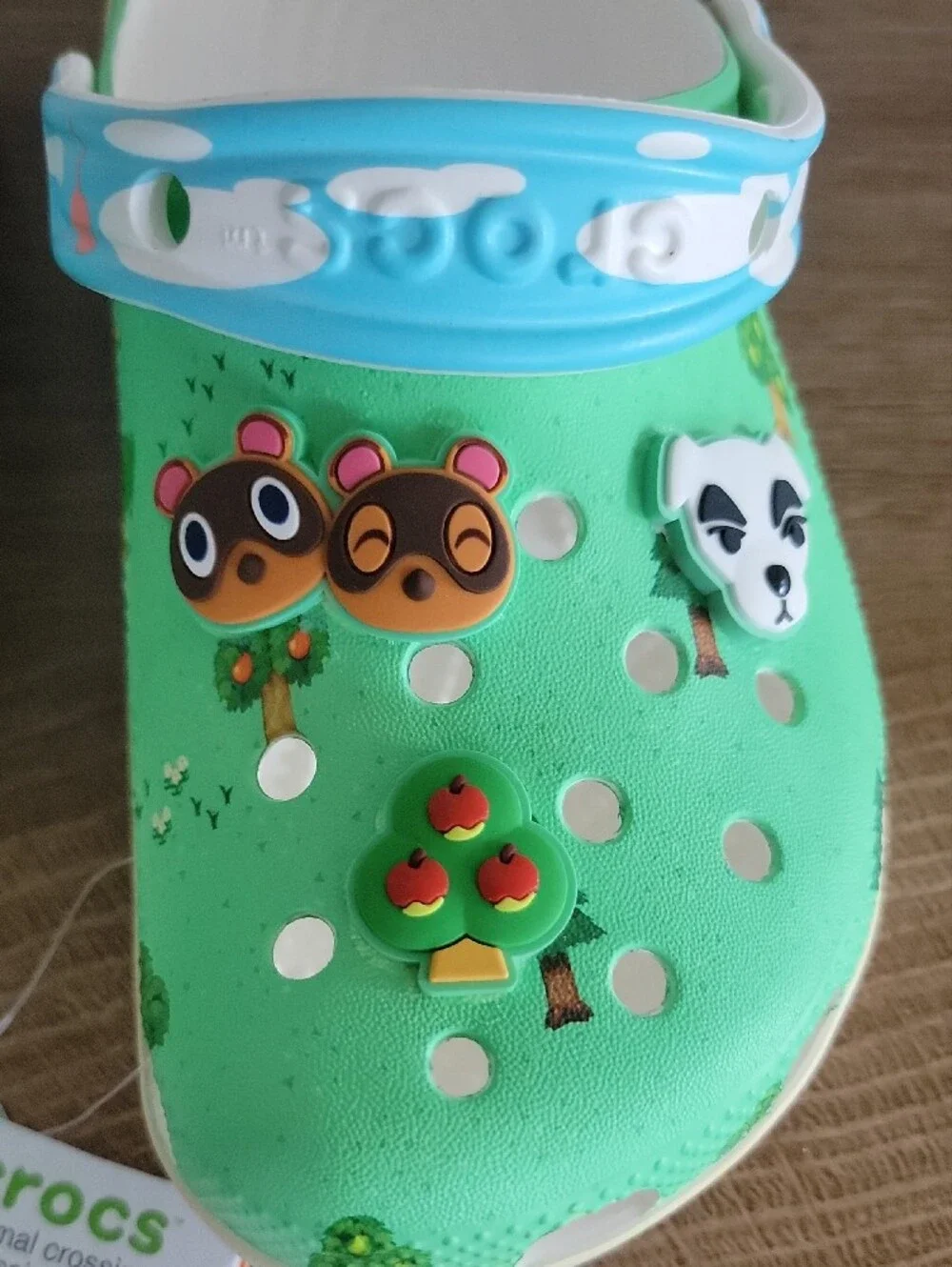 CROCS Kids Green Animal Crossing Clog Sandals with Blue Strap